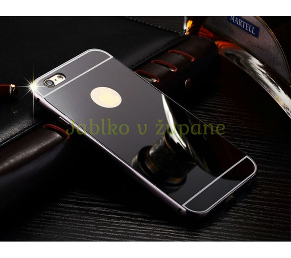 Zrkadlový kryt + bumper iPhone 6/6S - čierny